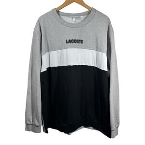 Lacoste Sport Sweatshirt Men 4XL Gray Black Color Block Crew Neck Big & Tall